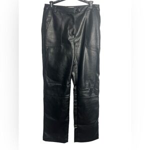 4th + Reckless Faux Leather Vegan Straight Pants Large Black